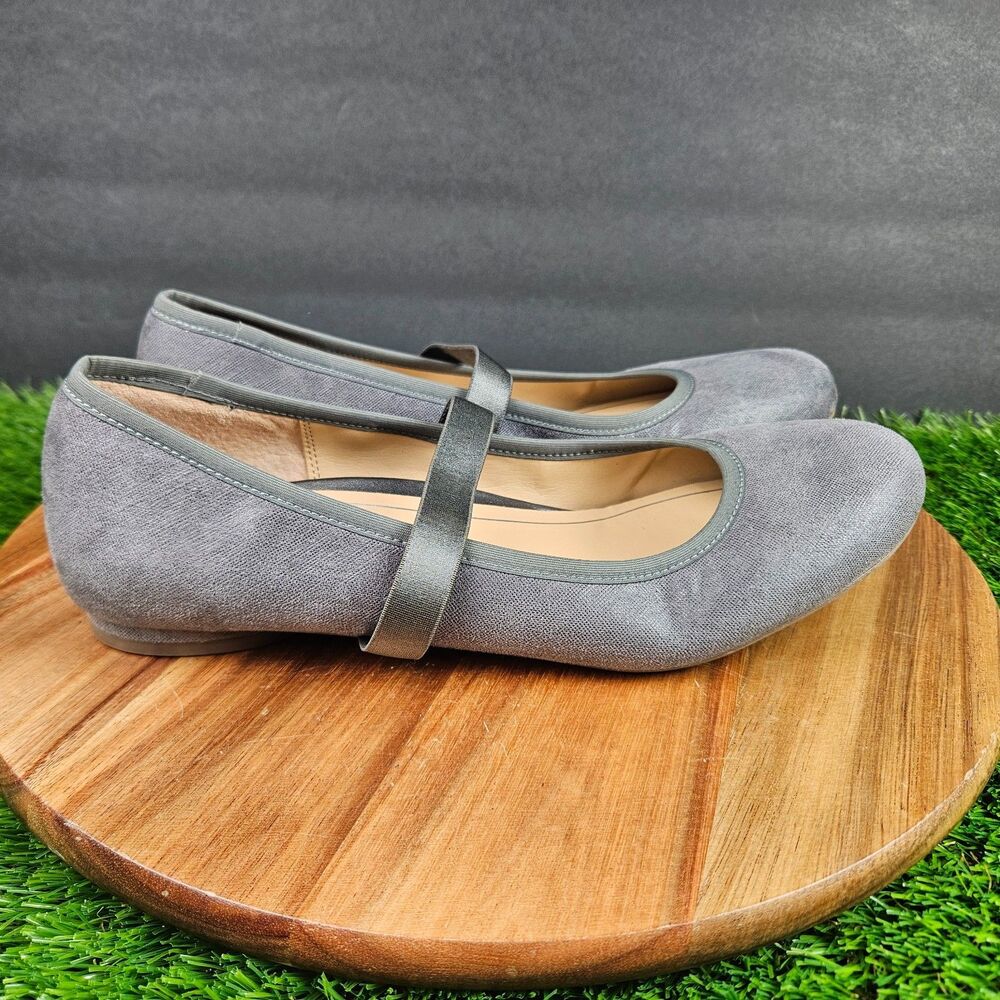 Vionic Joseline Silver Putter Shimmer Mary Jane Ballet Flat Shoes Size 9